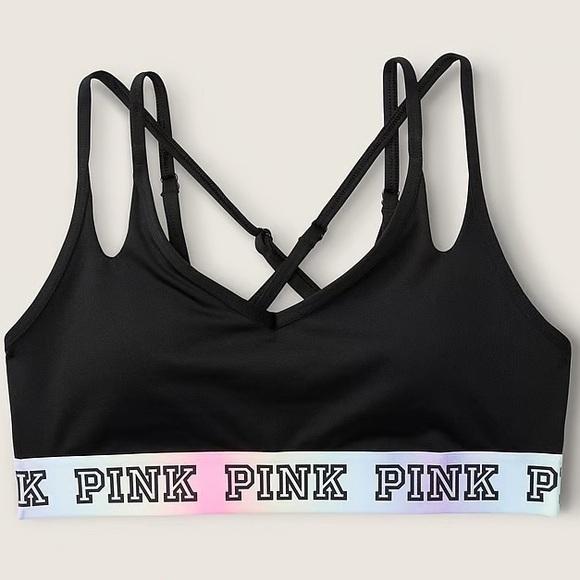 PINK Active Ultimate Victoria's Secret Black Sports Bra low impact small NWT - Picture 1 of 11